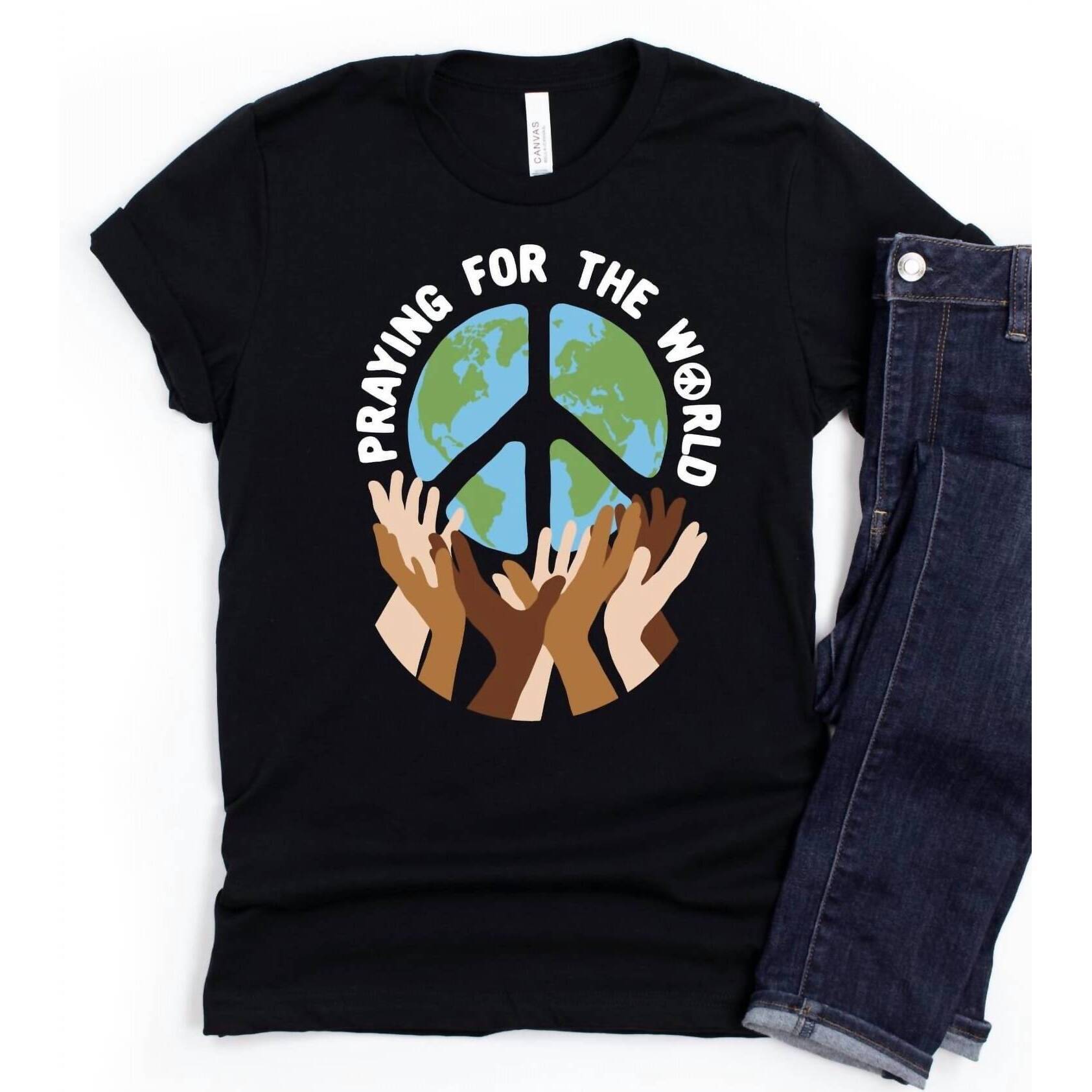 New Exclusive Thredz Praying For The World Tee In Black